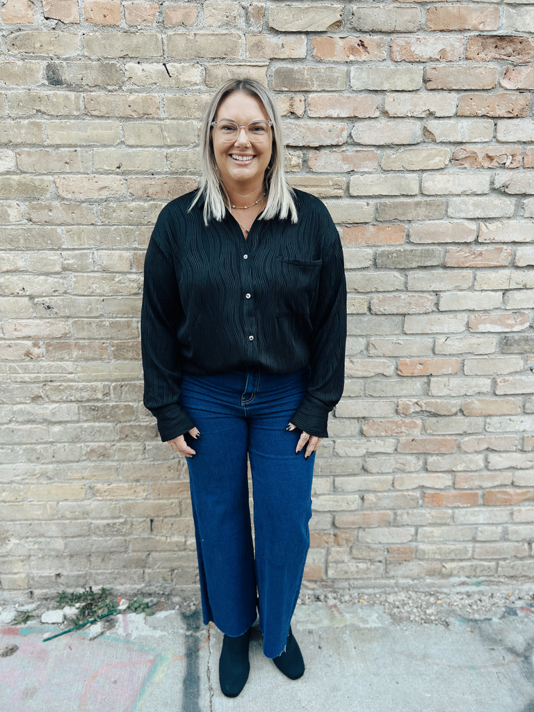 Textured Long Sleeve Button Up Top-Long Sleeves-ENTRO-The Silo Boutique, Women's Fashion Boutique Located in Warren and Grand Forks North Dakota