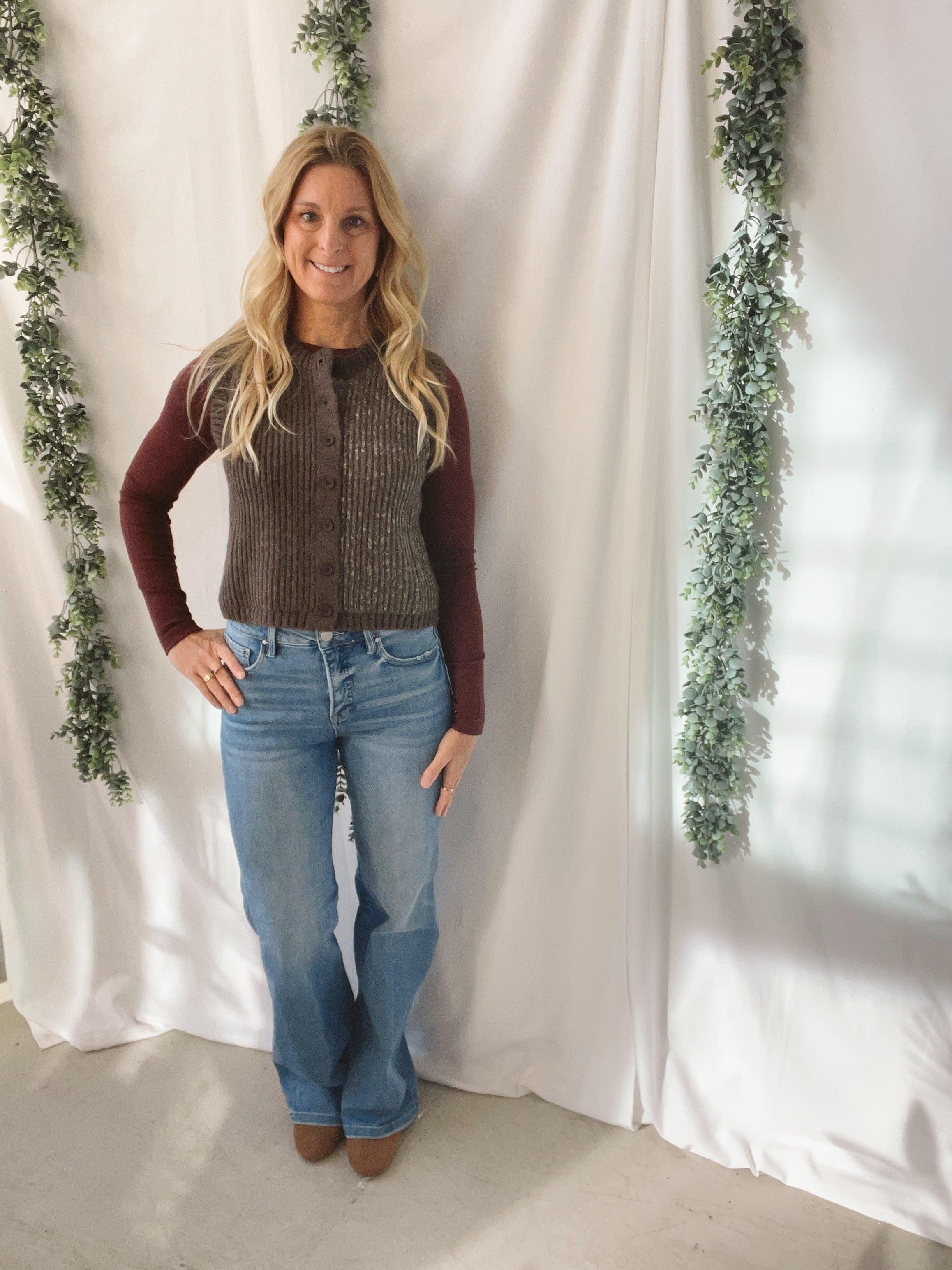 Muse Button Front Vest-Brown-Vests-miou muse-The Silo Boutique, Women's Fashion Boutique Located in Warren and Grand Forks North Dakota