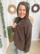 Stacy Textured Cardigan-Brown-Vests-staccato-The Silo Boutique, Women's Fashion Boutique Located in Warren and Grand Forks North Dakota