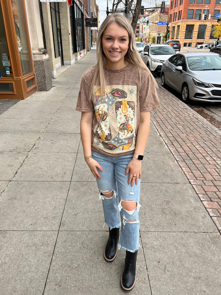 Western Boots Graphic Tee-Graphic Tees-lotus-The Silo Boutique, Women's Fashion Boutique Located in Warren and Grand Forks North Dakota