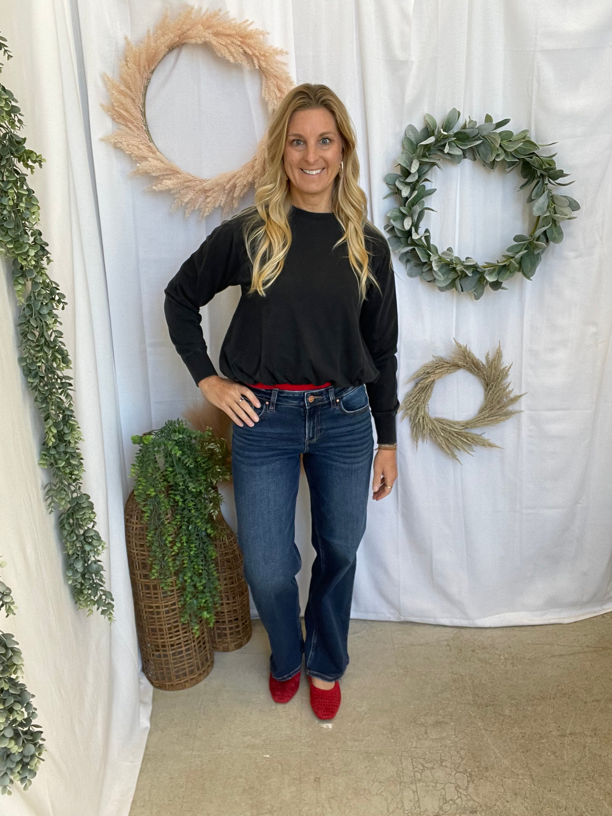 Mono B Mineral Cloud Bubble Hem Pullover-Black-Sweatshirts-mono b-The Silo Boutique, Women's Fashion Boutique Located in Warren and Grand Forks North Dakota