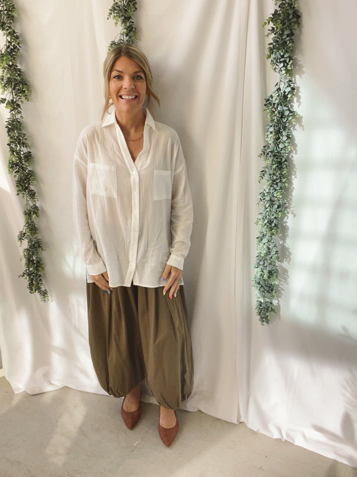 The Easy Muse Button Down Top-White-Long Sleeve Tops-miou muse-The Silo Boutique, Women's Fashion Boutique Located in Warren and Grand Forks North Dakota