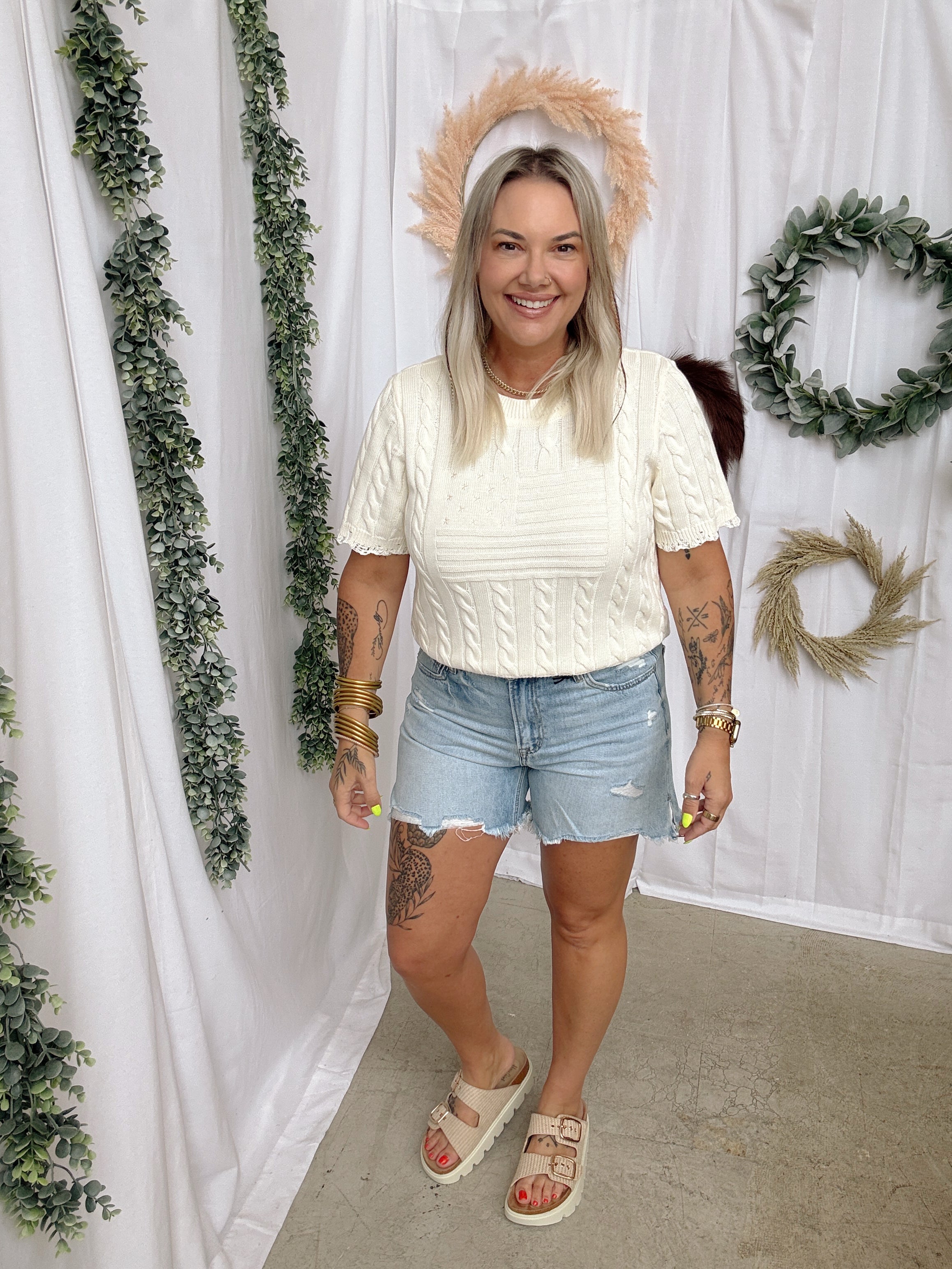 Ecru Crewneck Cable Sweater-Sweaters-hem and thread-The Silo Boutique, Women's Fashion Boutique Located in Warren and Grand Forks North Dakota