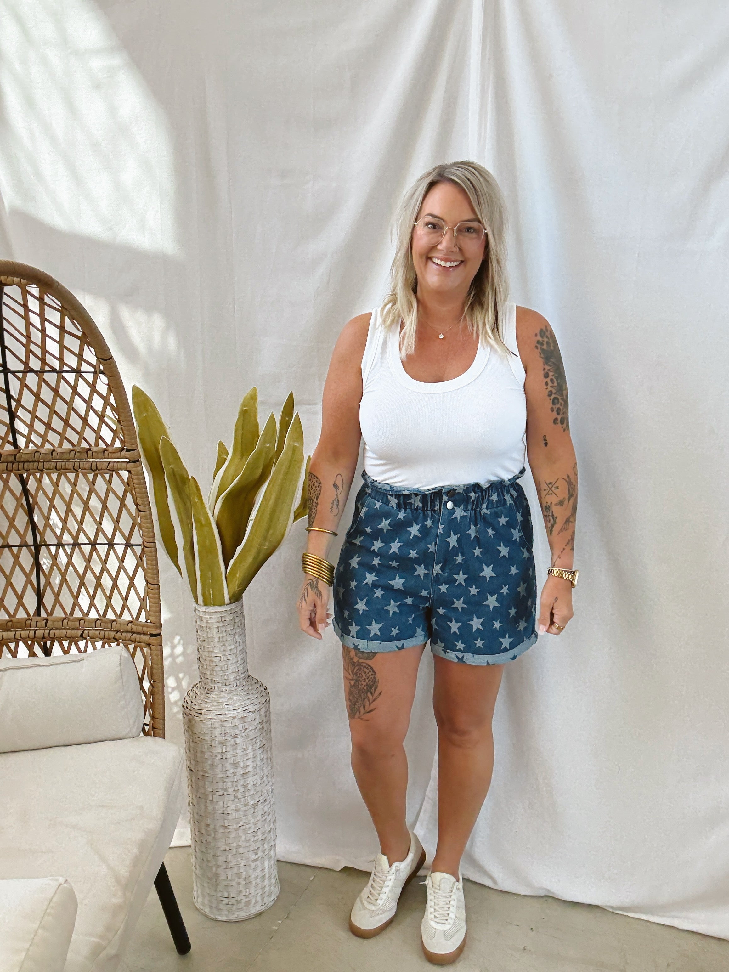 Shoot for the Stars Shorts-FINAL SALE-Shorts-she and sky-The Silo Boutique, Women's Fashion Boutique Located in Warren and Grand Forks North Dakota