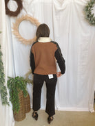 Elan Camel Color Block Sweater-Sweaters-elan-The Silo Boutique, Women's Fashion Boutique Located in Warren and Grand Forks North Dakota