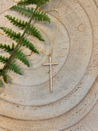 Tessa Sparkle Cross Necklace - Gold-Necklaces-Dallas Market-The Silo Boutique, Women's Fashion Boutique Located in Warren and Grand Forks North Dakota