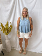 Denim Tank Top-Tank Tops-listicle-The Silo Boutique, Women's Fashion Boutique Located in Warren and Grand Forks North Dakota