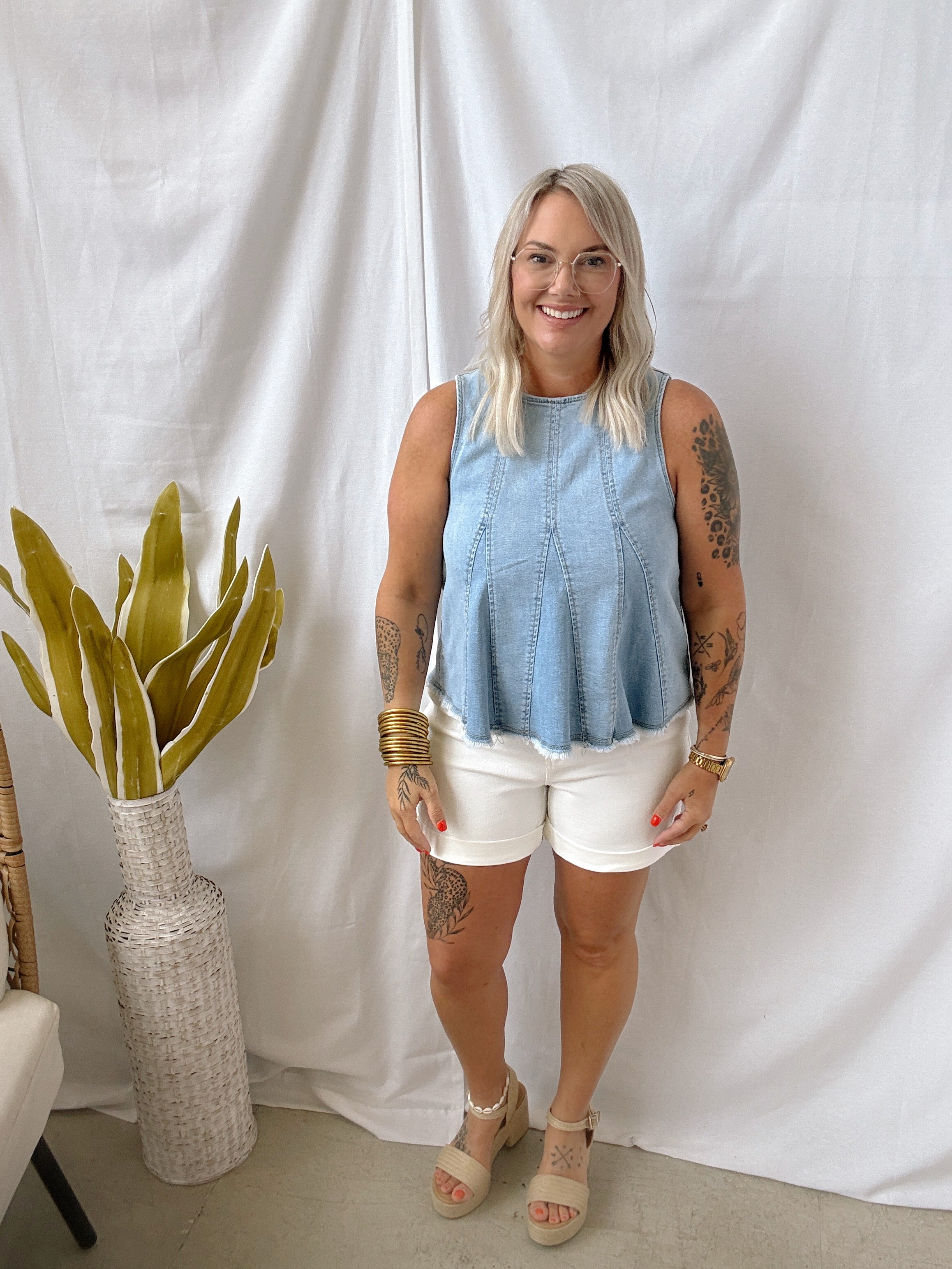 Denim Tank Top-Tank Tops-listicle-The Silo Boutique, Women's Fashion Boutique Located in Warren and Grand Forks North Dakota