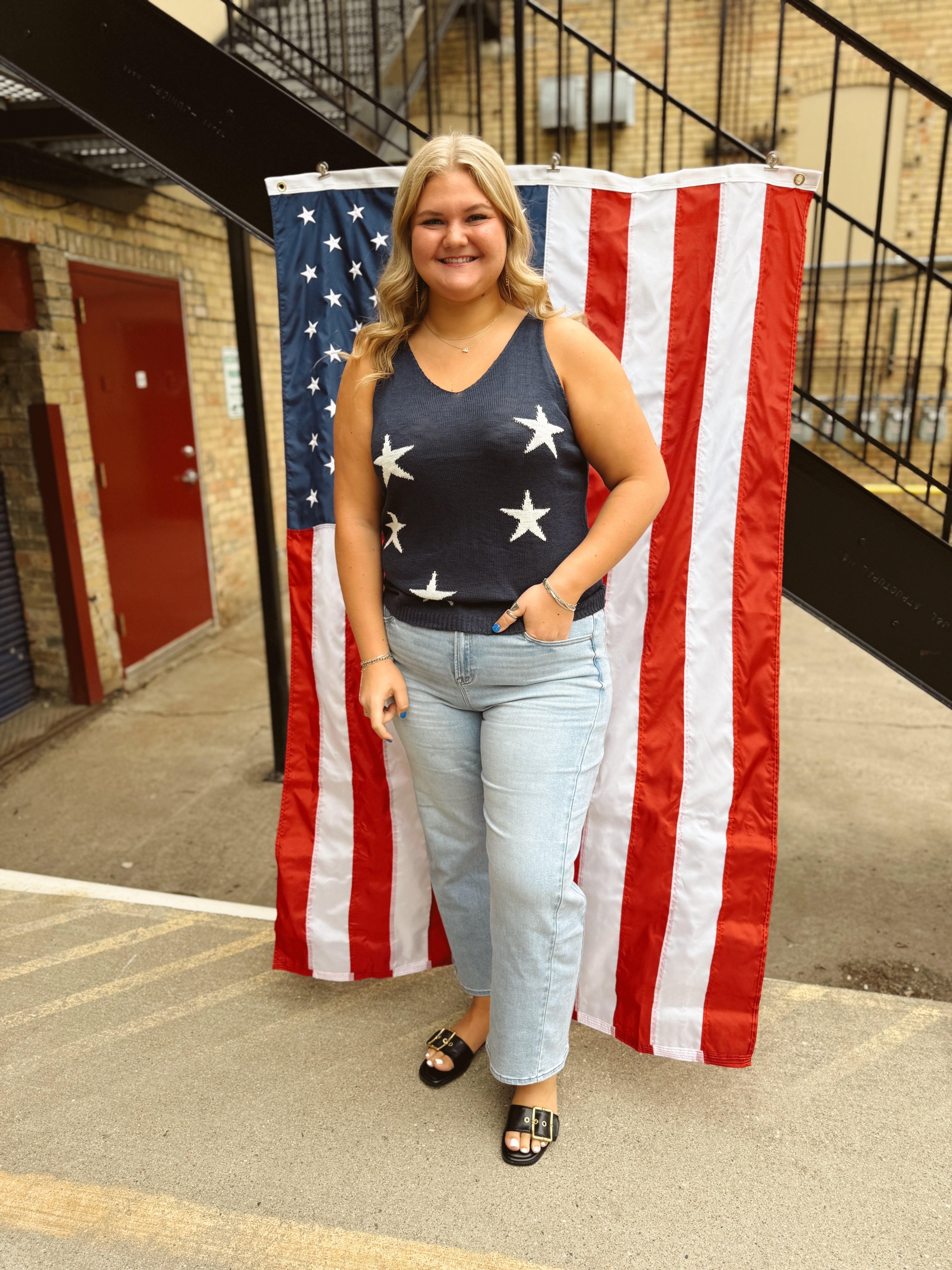 Navy Knit Sweater Tank Top-FINAL SALE-Tank Tops-bibi-The Silo Boutique, Women's Fashion Boutique Located in Warren and Grand Forks North Dakota