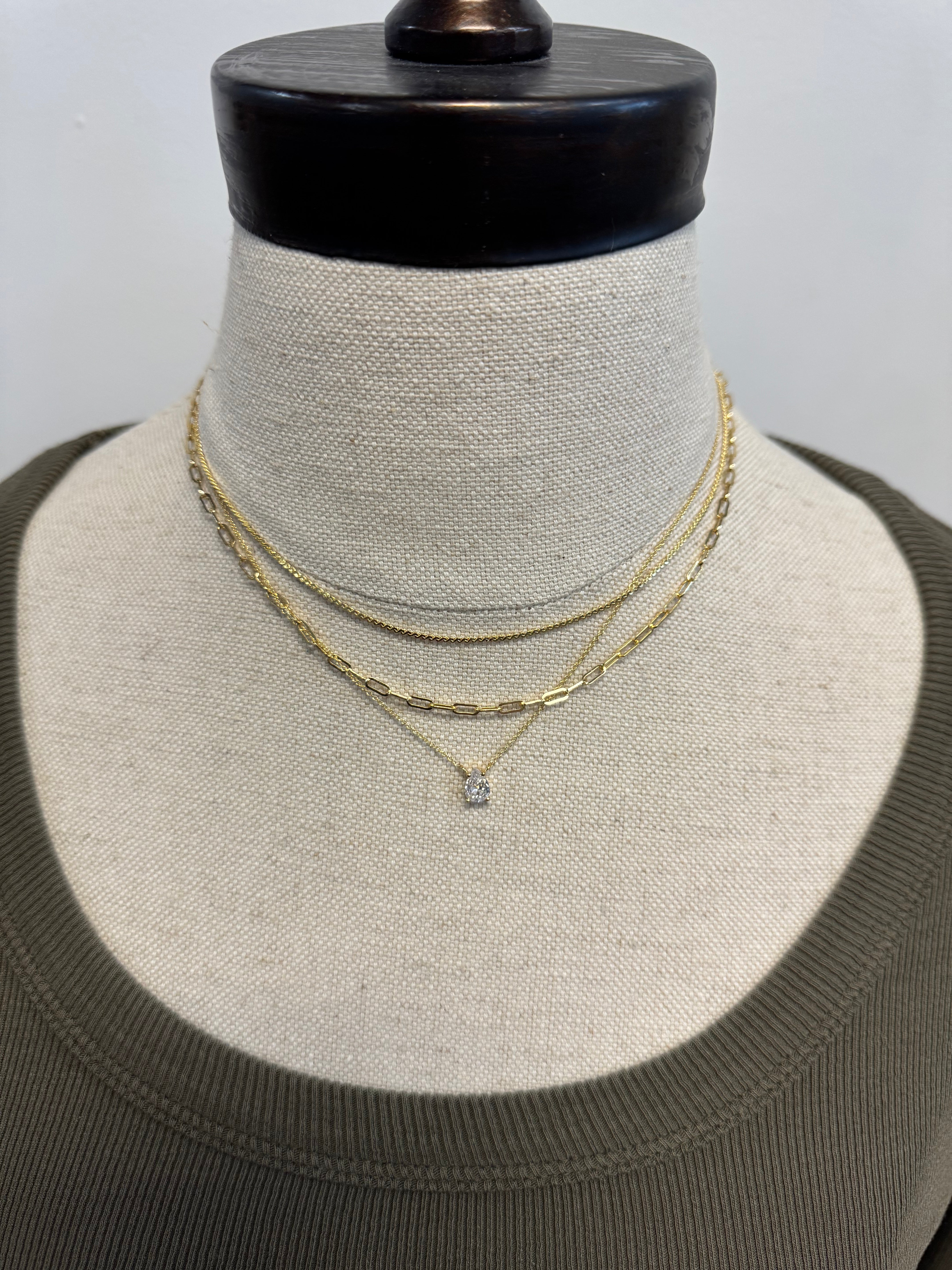 Tear Trio Necklace-Necklaces-fame-The Silo Boutique, Women's Fashion Boutique Located in Warren and Grand Forks North Dakota