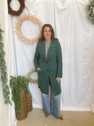 Nora Longline Lapel Coat-Teal-Coats & Jackets-love tree-The Silo Boutique, Women's Fashion Boutique Located in Warren and Grand Forks North Dakota