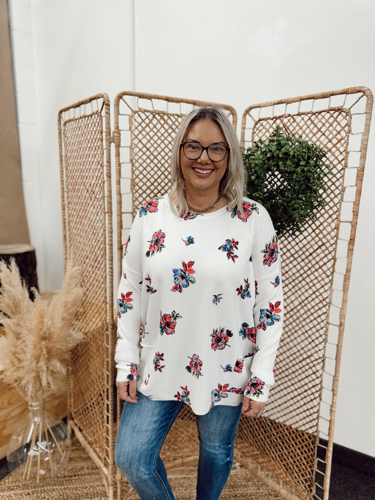 Cozy Spring Floral Sweater-Sweaters-stacatto-The Silo Boutique, Women's Fashion Boutique Located in Warren and Grand Forks North Dakota