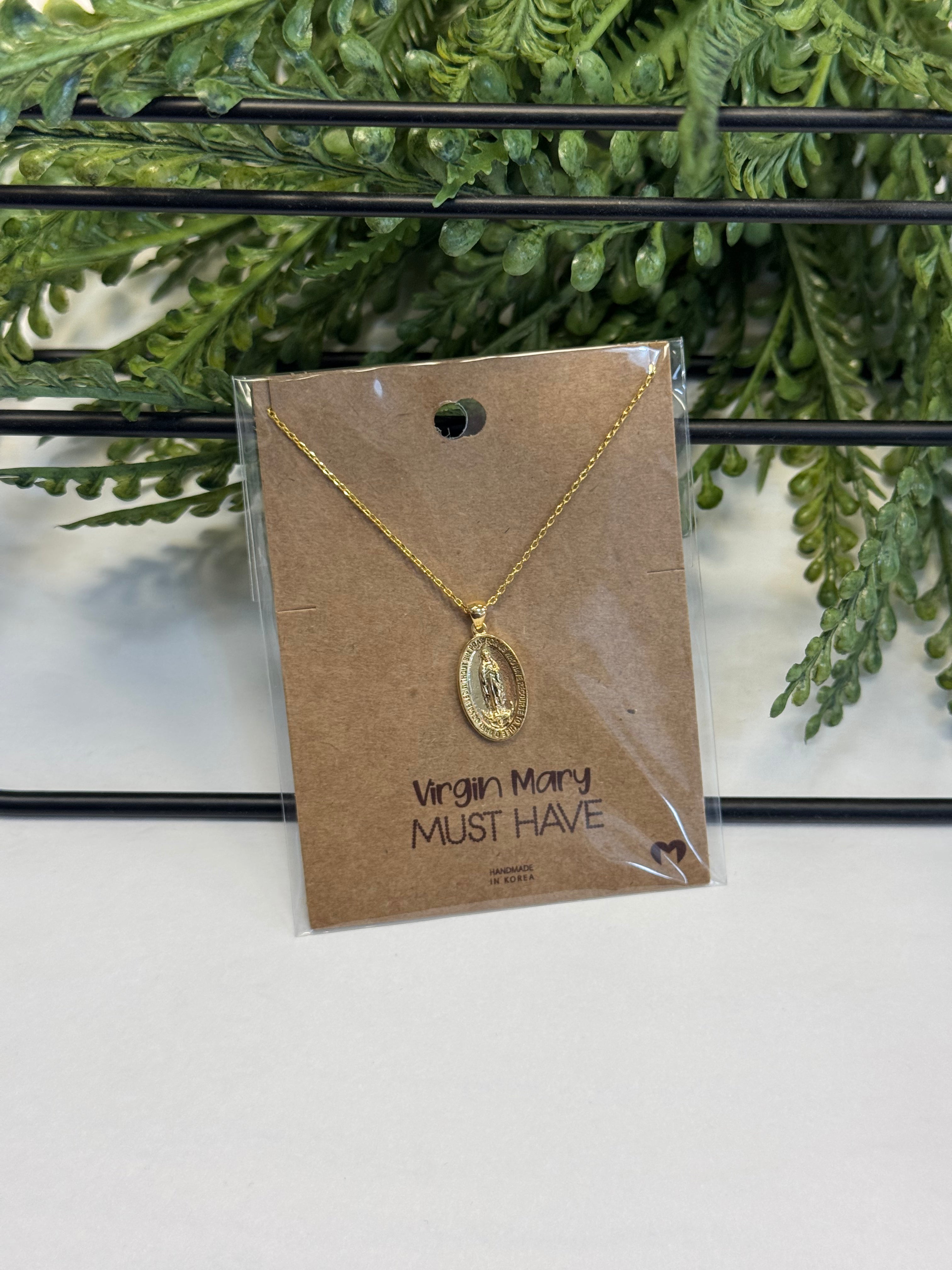 Virgin Mary Necklace-Gold-Necklaces-Fame-The Silo Boutique, Women's Fashion Boutique Located in Warren and Grand Forks North Dakota