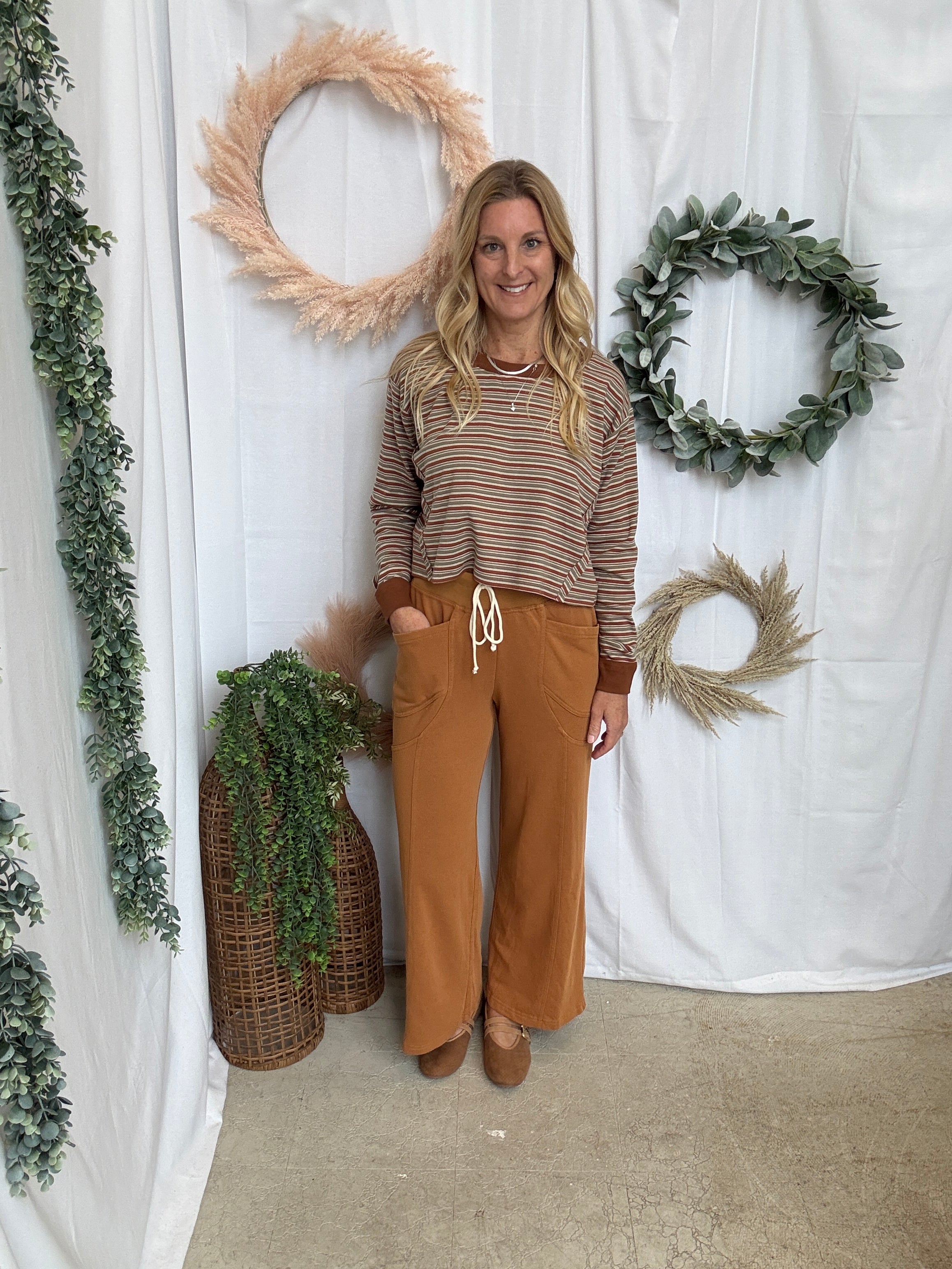 Dry Herb Stripe Top-Long Sleeve Tops-eesome-The Silo Boutique, Women's Fashion Boutique Located in Warren and Grand Forks North Dakota