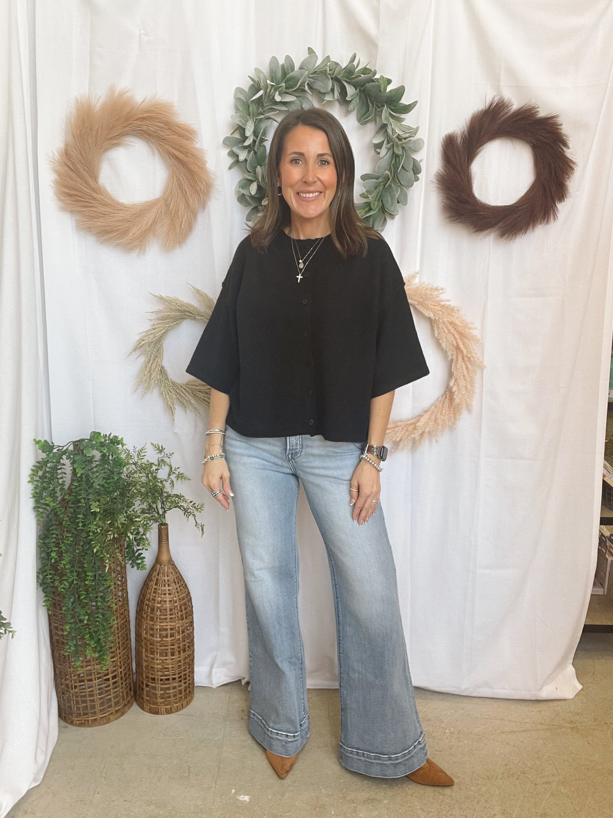 Quinn Quarter Sleeve Cardigan-Black-Sweaters-hyfve-The Silo Boutique, Women's Fashion Boutique Located in Warren and Grand Forks North Dakota