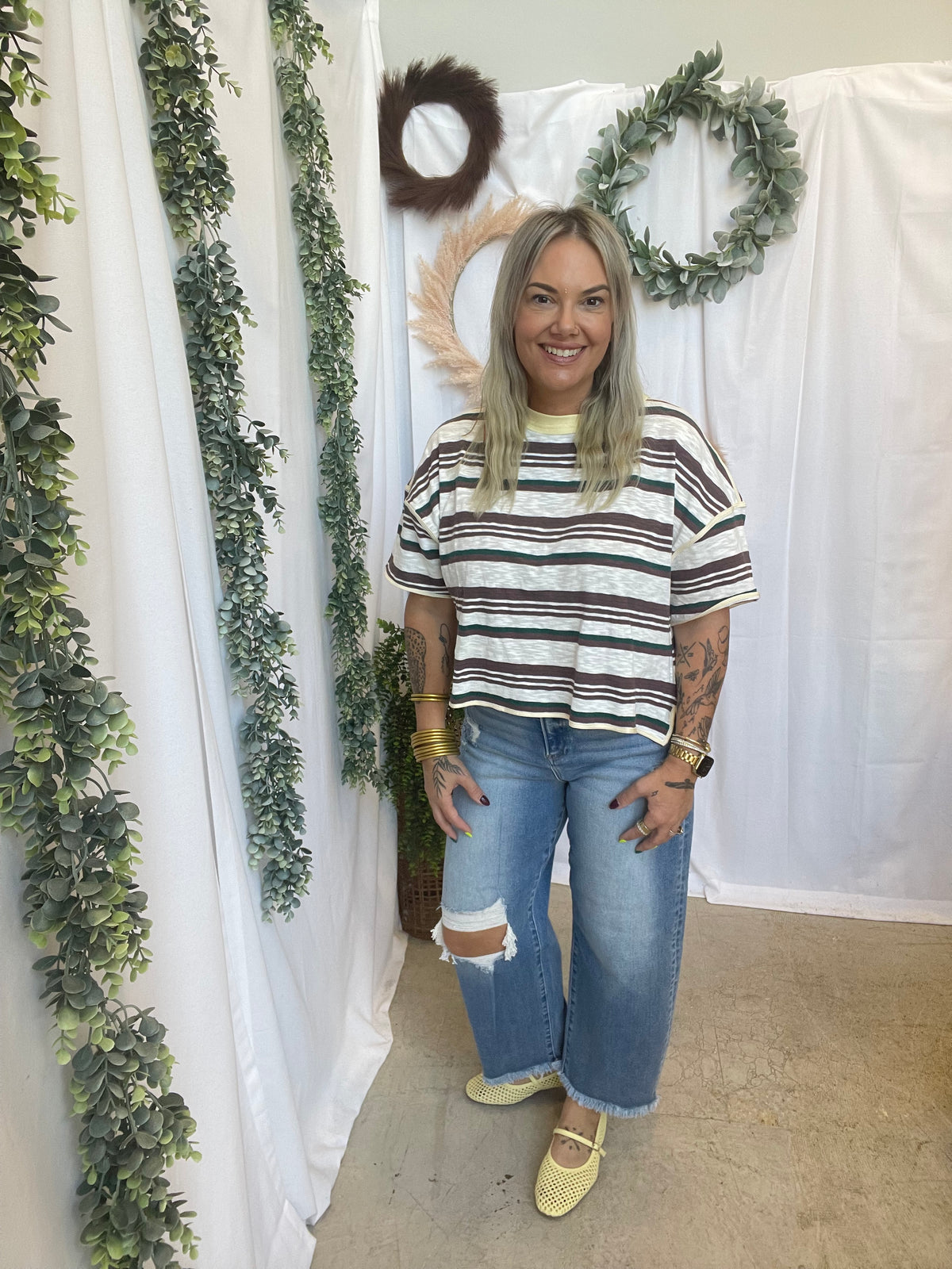 Lennie Striped Tee-Short Sleeve Tops-eesome-The Silo Boutique, Women's Fashion Boutique Located in Warren and Grand Forks North Dakota