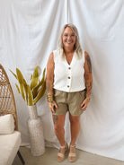 Olive Crinkle Shorts-FINAL SALE-Shorts-staccato-The Silo Boutique, Women's Fashion Boutique Located in Warren and Grand Forks North Dakota
