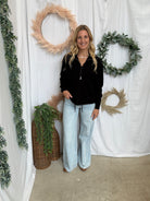 Larissa Zip Up Cardigan-Black-Cardigans-staccato-The Silo Boutique, Women's Fashion Boutique Located in Warren and Grand Forks North Dakota