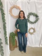 Lindsey Ribbed Long Sleeve Top-Hunter-Long Sleeve Tops-staccato-The Silo Boutique, Women's Fashion Boutique Located in Warren and Grand Forks North Dakota