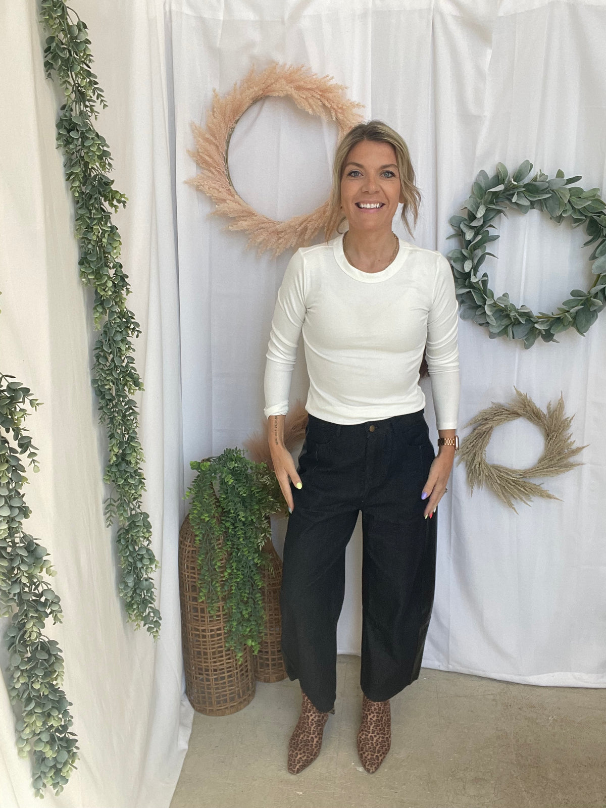 Muse Denim and Leather Mix Jeans-Jeans-miou muse-The Silo Boutique, Women's Fashion Boutique Located in Warren and Grand Forks North Dakota