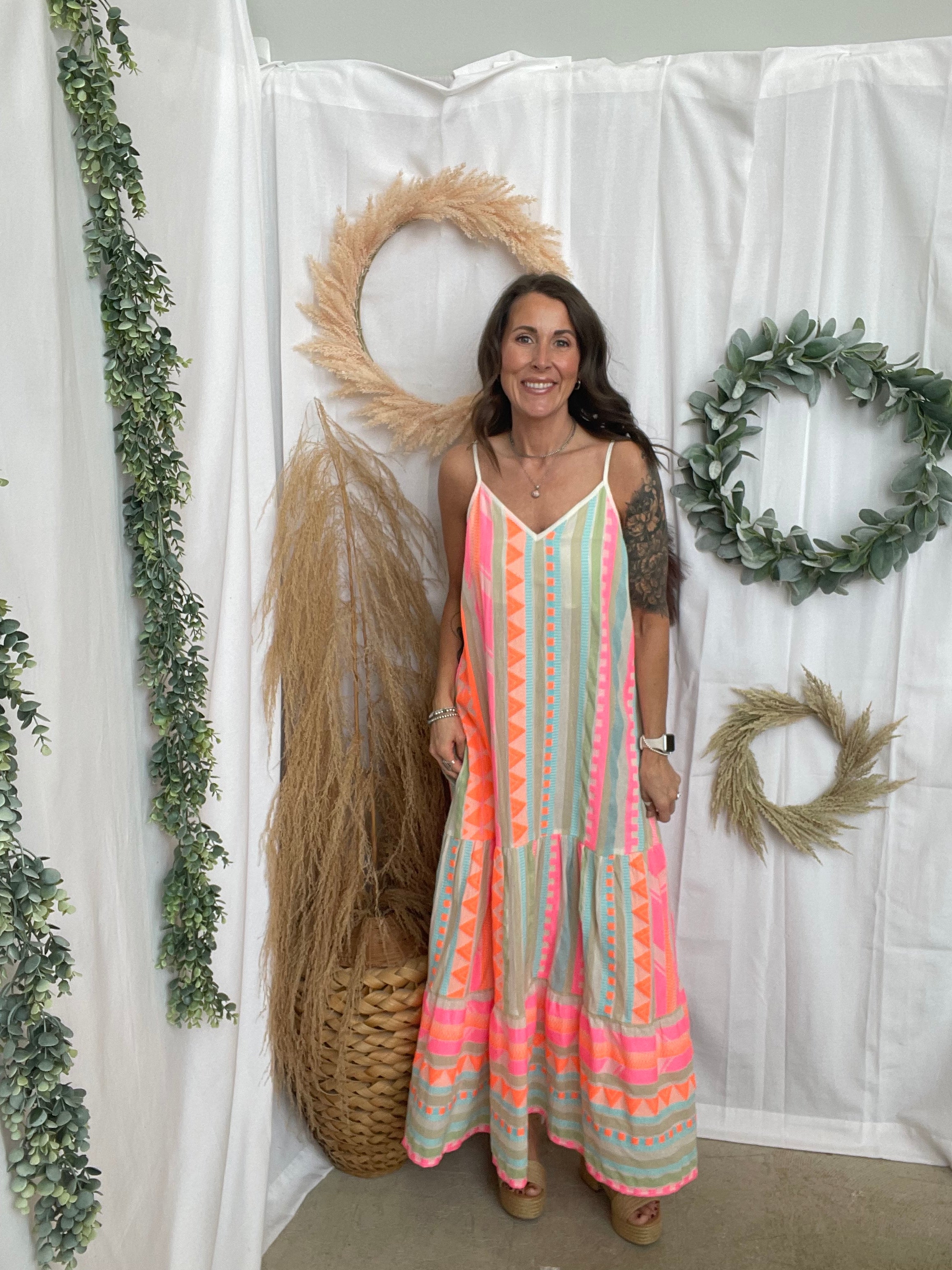 Elan Aztec Maxi Dress-Dresses-elan-The Silo Boutique, Women's Fashion Boutique Located in Warren and Grand Forks North Dakota