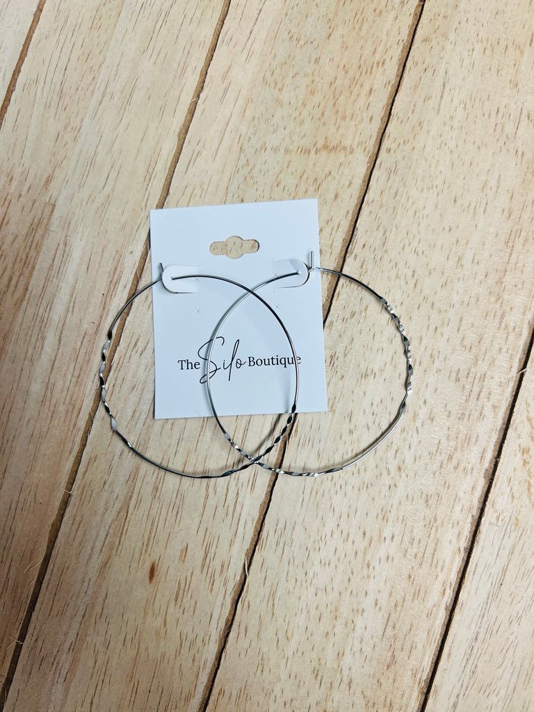 Wave Wire Hoop Earrings-Earrings-Fame-The Silo Boutique, Women's Fashion Boutique Located in Warren and Grand Forks North Dakota