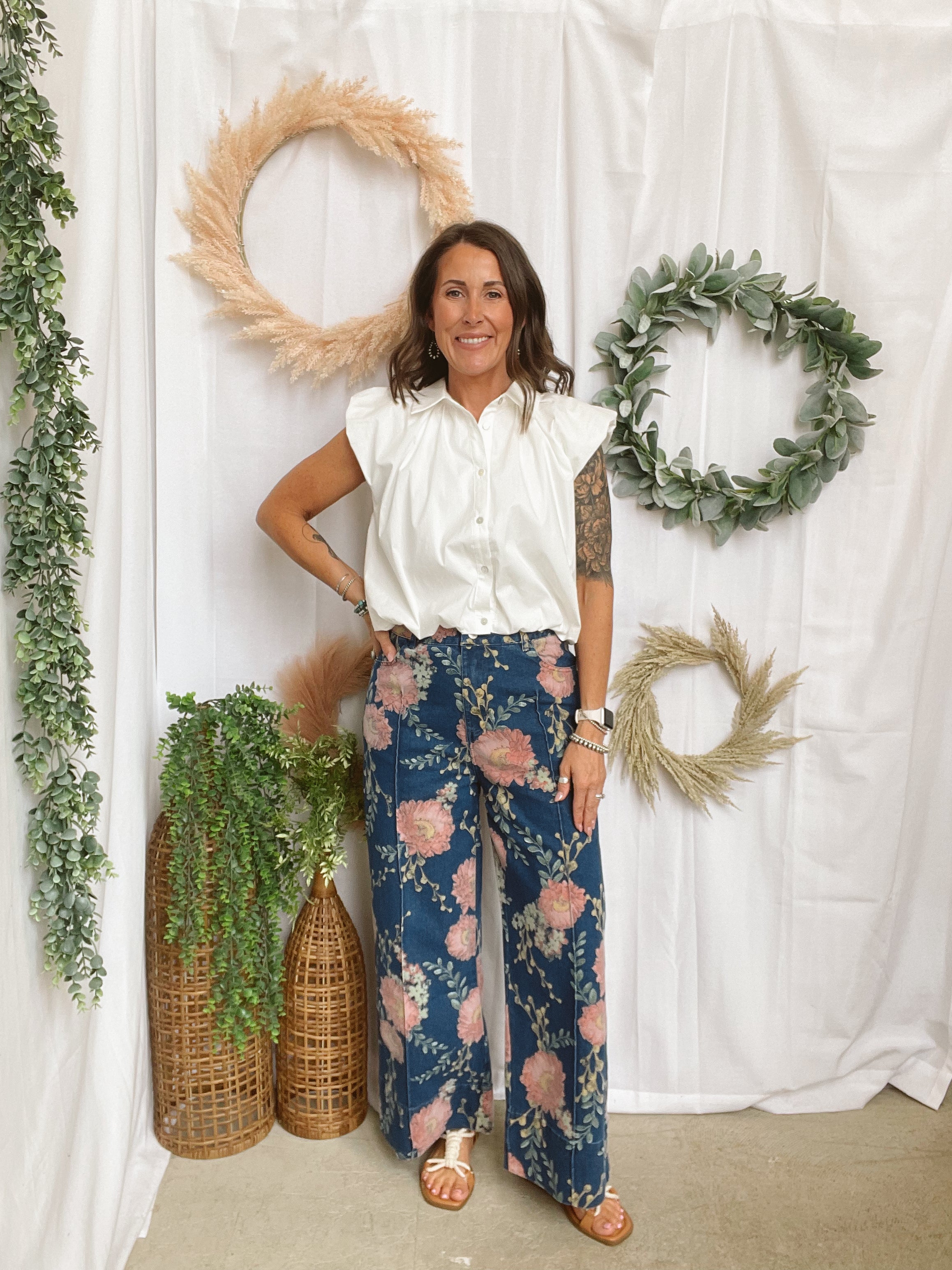 Gloria Button Up Sleeveless Top-White-Tank Tops-entro-The Silo Boutique, Women's Fashion Boutique Located in Warren and Grand Forks North Dakota