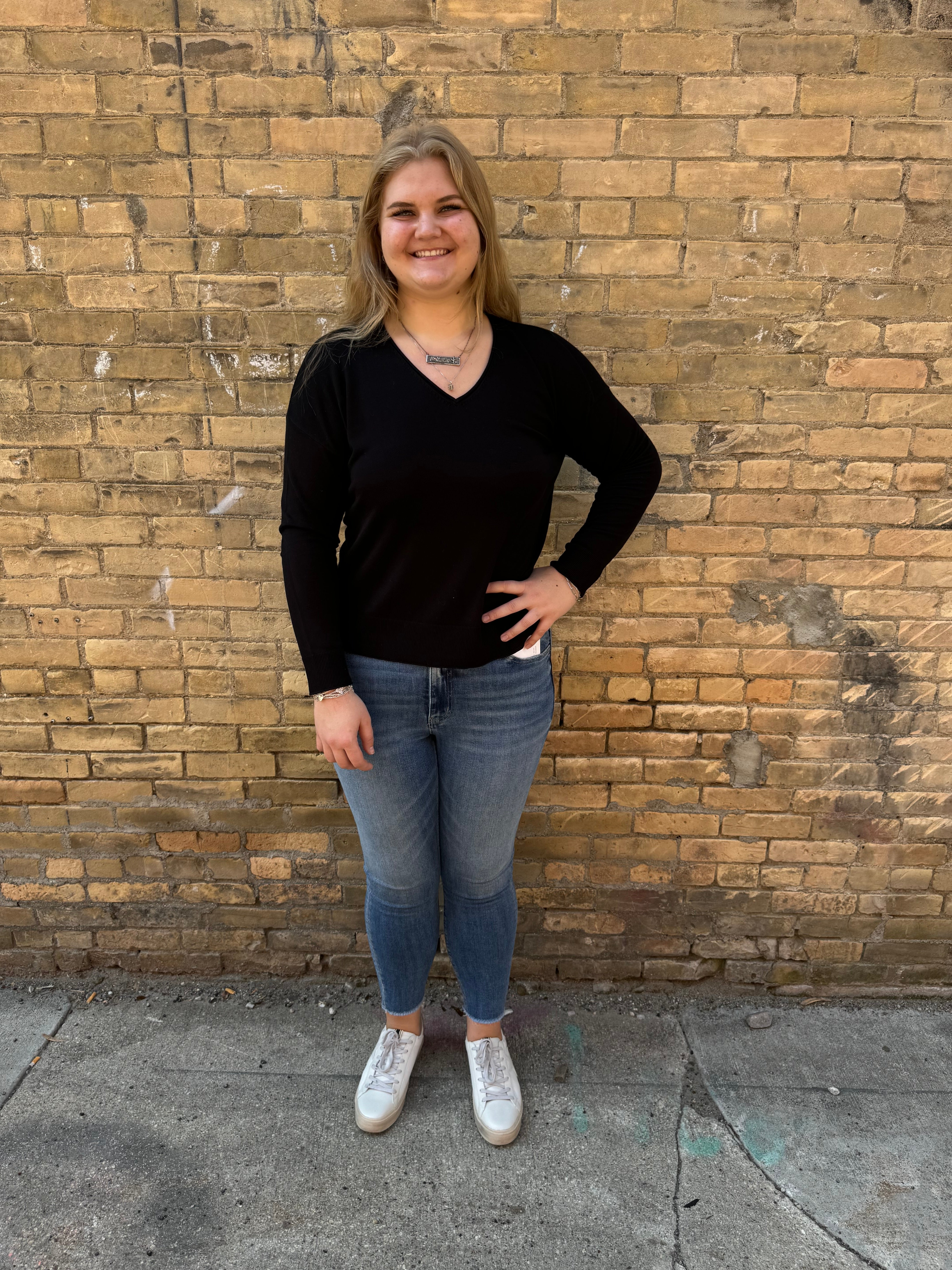 Cool V-Neck Long Sleeve Sweater-Black-Final Sale-Sweaters-be cool-The Silo Boutique, Women's Fashion Boutique Located in Warren and Grand Forks North Dakota