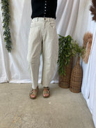 Pinstriped Pattern Barrel Pants-Jeans-miou muse-The Silo Boutique, Women's Fashion Boutique Located in Warren and Grand Forks North Dakota