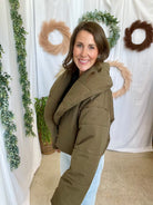 Muse Collared Puff Jacket-Olive-Coats & Jackets-miou muse-The Silo Boutique, Women's Fashion Boutique Located in Warren and Grand Forks North Dakota
