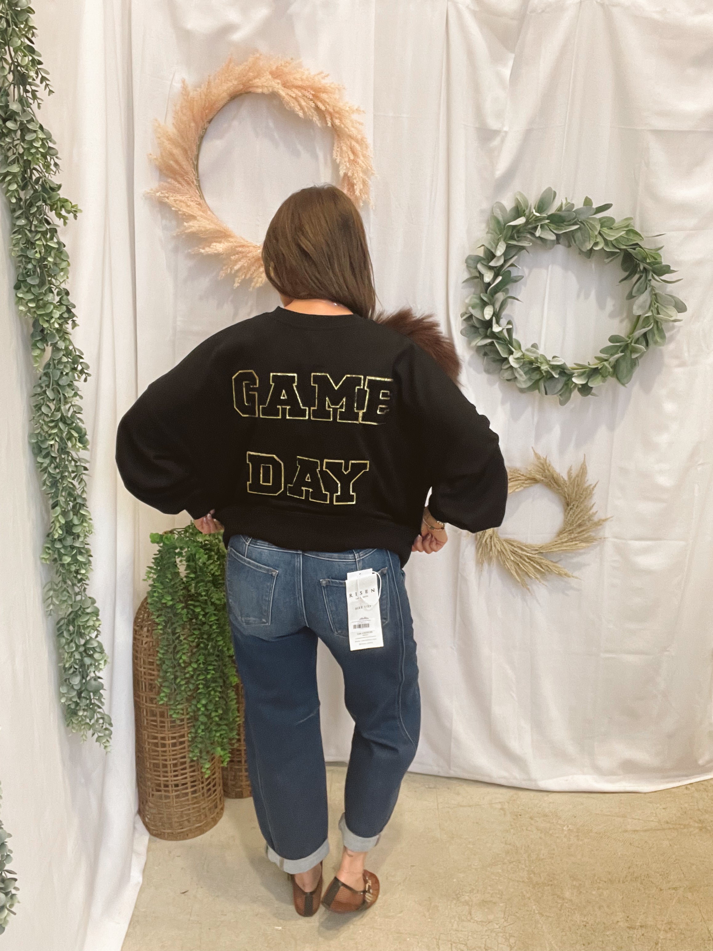 Game Day Football Graphic Tee-Black-Graphic Tees-faire-The Silo Boutique, Women's Fashion Boutique Located in Warren and Grand Forks North Dakota