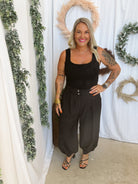 Pinstripe Trousers-Black-Pants-hyfve-The Silo Boutique, Women's Fashion Boutique Located in Warren and Grand Forks North Dakota