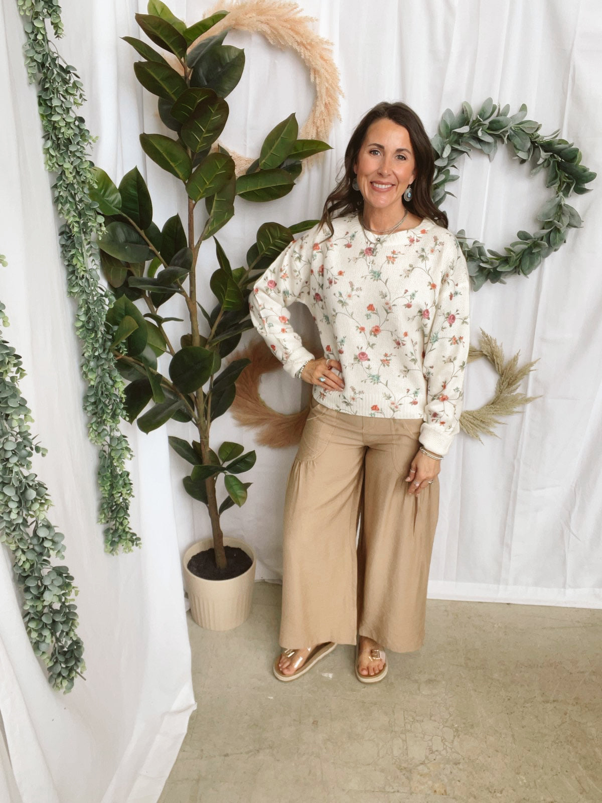 Wide Leg Elastic Waist Crop Pant-Tan-Final sale-Pants-cozy co-The Silo Boutique, Women's Fashion Boutique Located in Warren and Grand Forks North Dakota