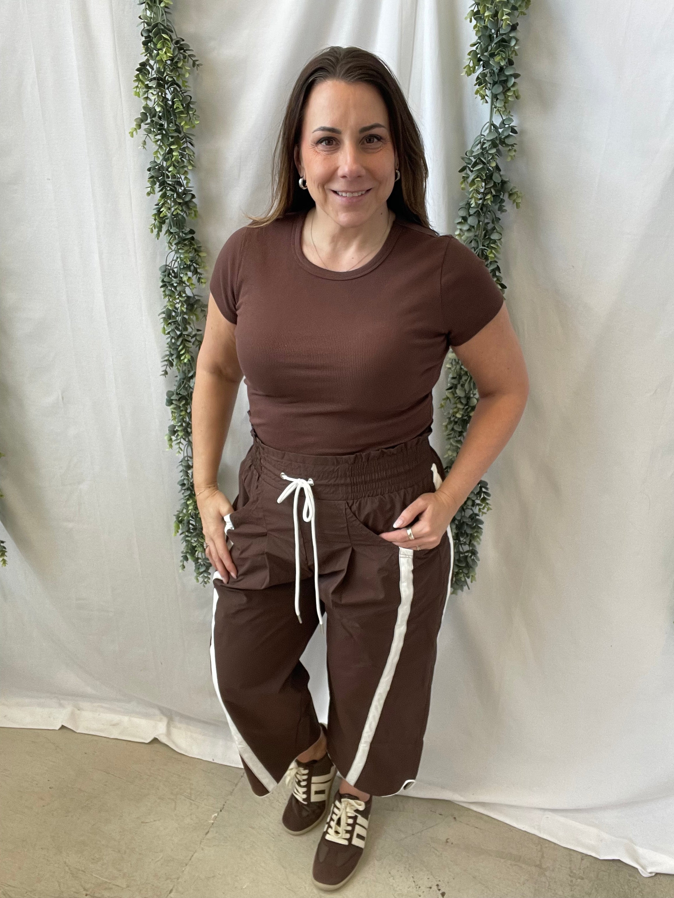 Zoey Basic Ribbed Top-Brown-Short Sleeve Tops-hyfve-The Silo Boutique, Women's Fashion Boutique Located in Warren and Grand Forks North Dakota