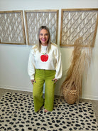 Apple Motif Sweater-Sweaters-twentyfourth-The Silo Boutique, Women's Fashion Boutique Located in Warren and Grand Forks North Dakota