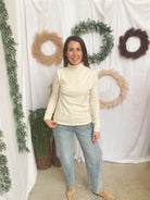 Lana Mock Long Sleeve Top-Ivory-Long Sleeve Tops-staccato-The Silo Boutique, Women's Fashion Boutique Located in Warren and Grand Forks North Dakota