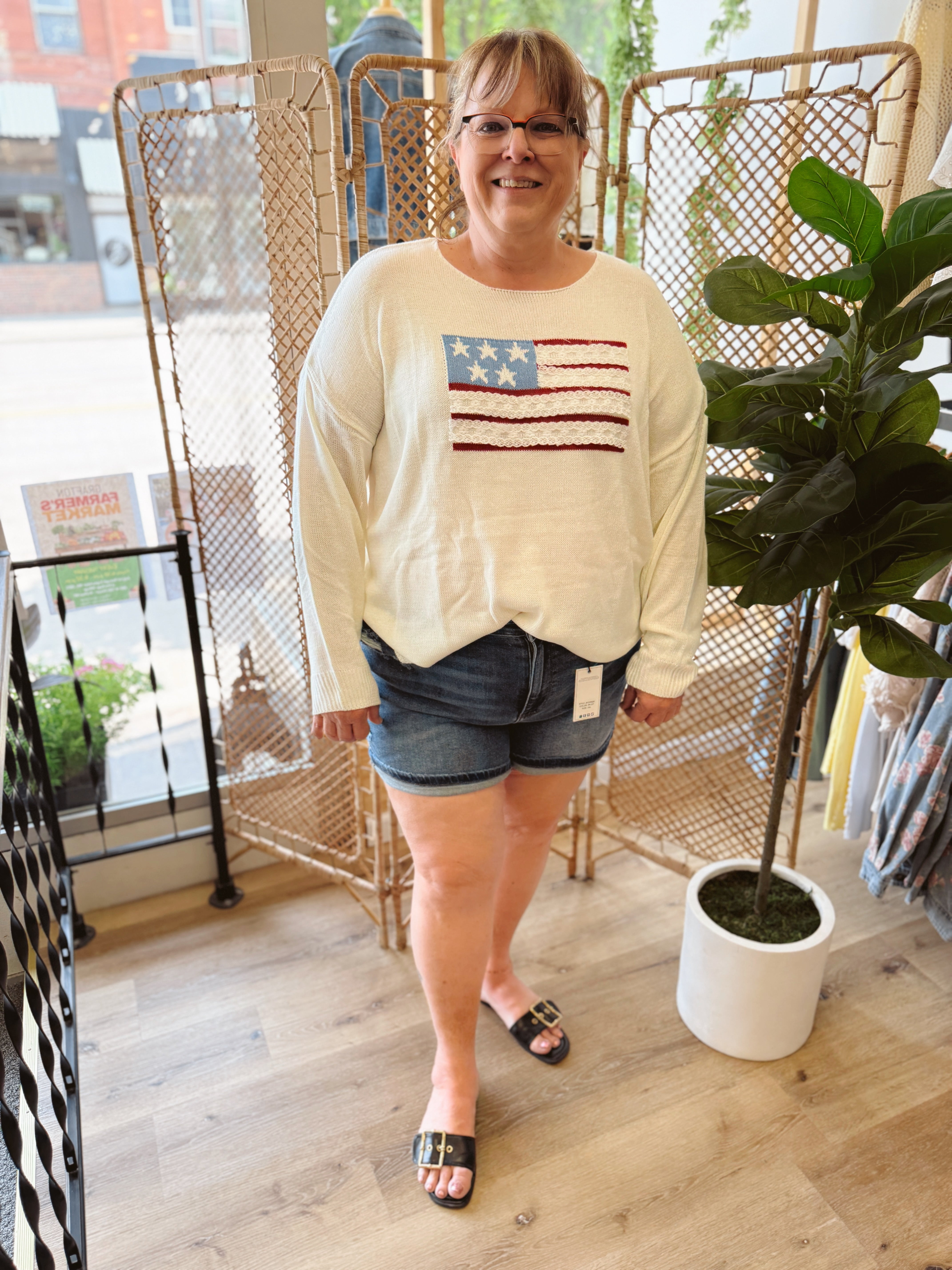 Gia Flag Sweater-FINAL SALE-Sweaters-gilli-The Silo Boutique, Women's Fashion Boutique Located in Warren and Grand Forks North Dakota