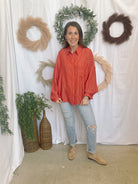 Soft Linen Blend Shirt-Scarlet-Long Sleeve Tops-cotierra-The Silo Boutique, Women's Fashion Boutique Located in Warren and Grand Forks North Dakota