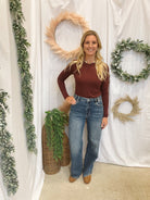 Mica Tealish Blue Wide Leg Jeans-Jeans-mica-The Silo Boutique, Women's Fashion Boutique Located in Warren and Grand Forks North Dakota