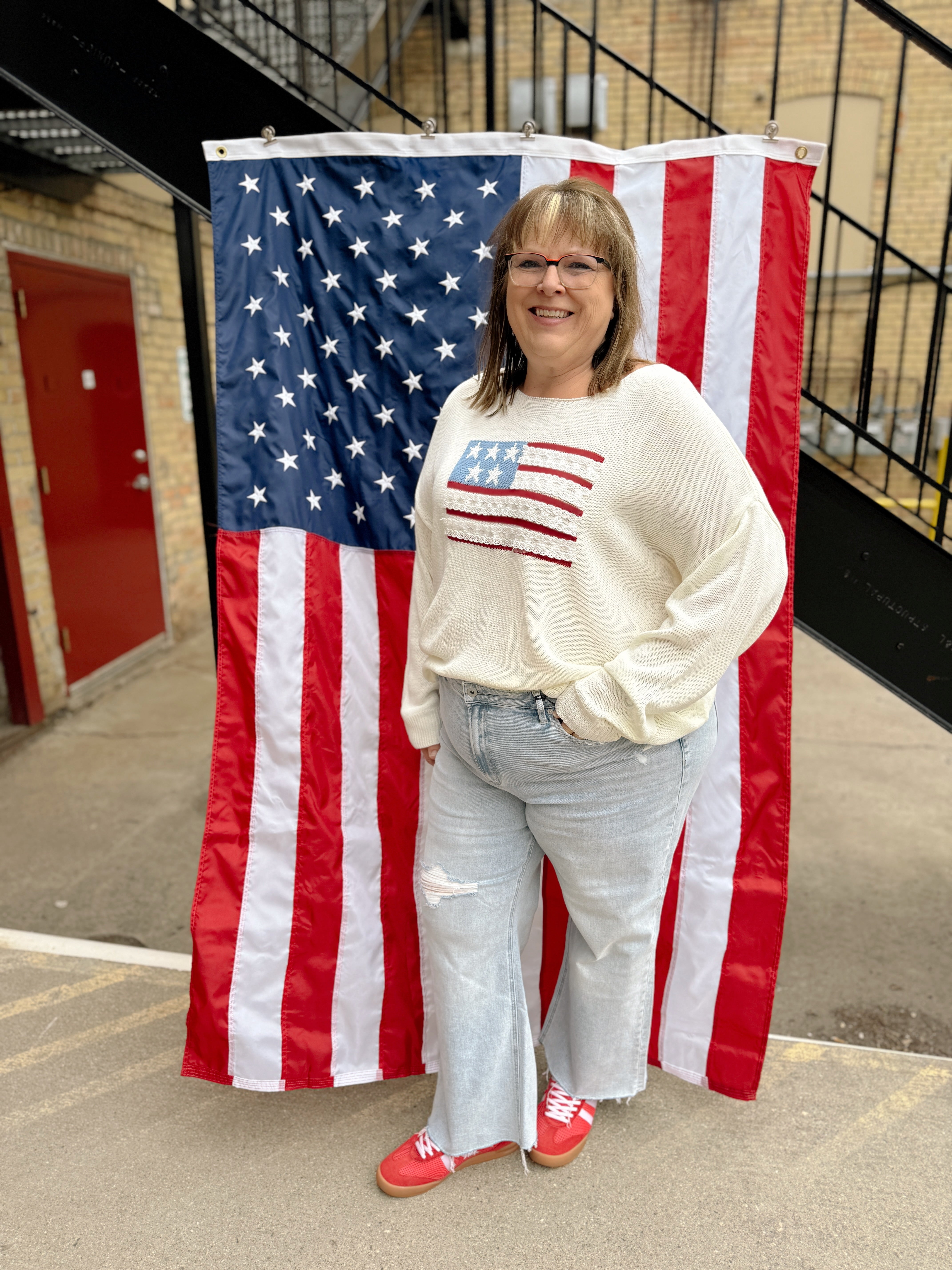 Gia Flag Sweater-FINAL SALE-Sweaters-gilli-The Silo Boutique, Women's Fashion Boutique Located in Warren and Grand Forks North Dakota