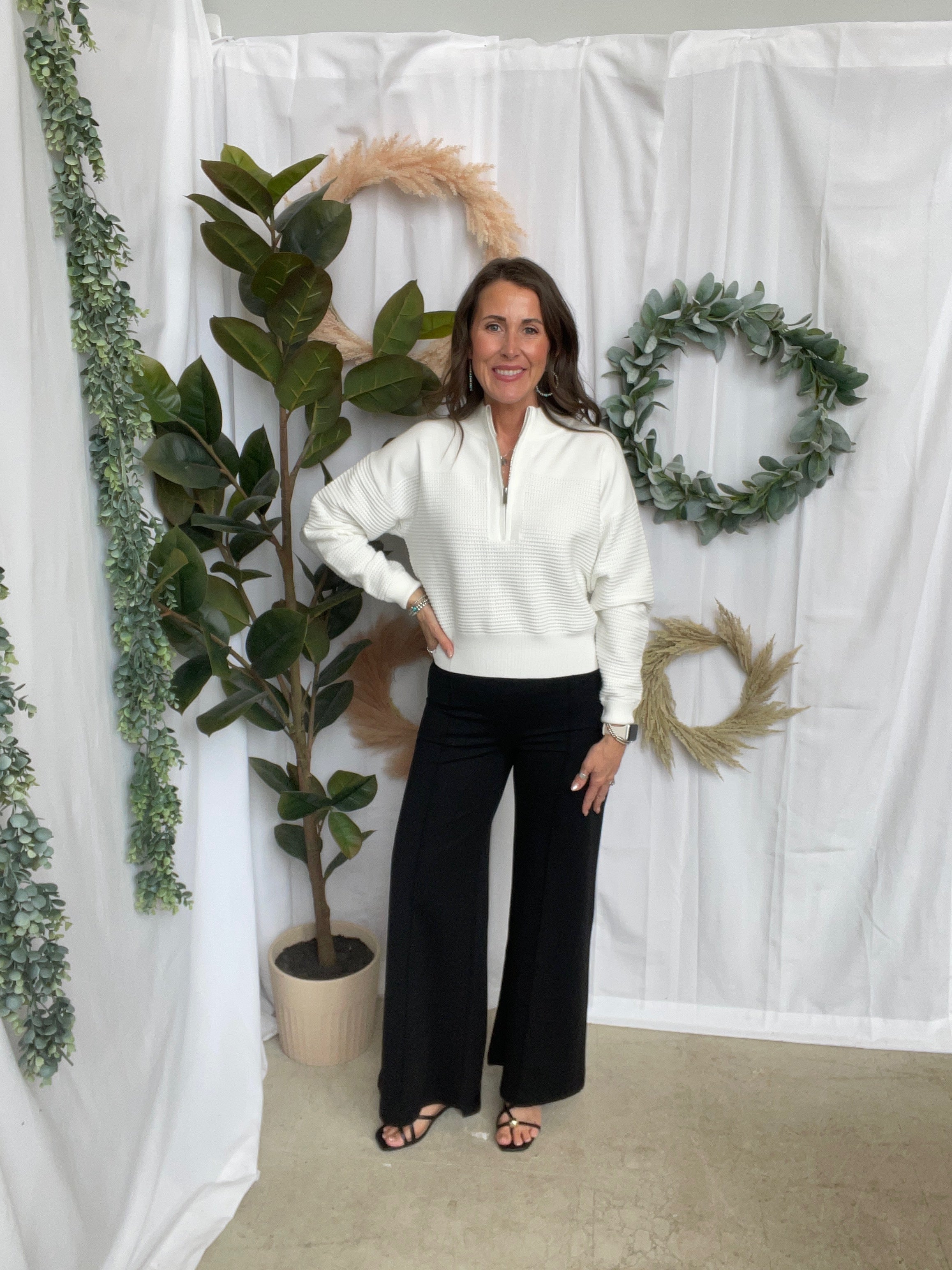 Allie Half Zip Top-Off White-Final sale-Long Sleeve Tops-allie Rose-The Silo Boutique, Women's Fashion Boutique Located in Warren and Grand Forks North Dakota