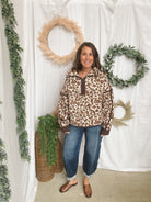 Rae Mode Leopard Sherpa Sweatshirt-Sweatshirts-rae mode-The Silo Boutique, Women's Fashion Boutique Located in Warren and Grand Forks North Dakota