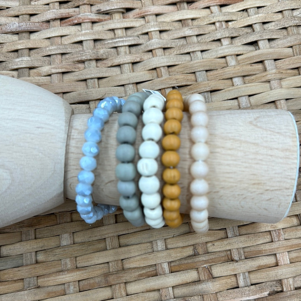 Multi Mixed Wood Stretch Bracelet-Bracelets-Fame-The Silo Boutique, Women's Fashion Boutique Located in Warren and Grand Forks North Dakota