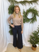 Mocha Ribbed Mock Sweater-Sweaters-she and sky-The Silo Boutique, Women's Fashion Boutique Located in Warren and Grand Forks North Dakota