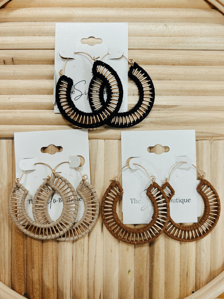 Suede Wrap Hoop Earrings-earrings-Fame-The Silo Boutique, Women's Fashion Boutique Located in Warren and Grand Forks North Dakota