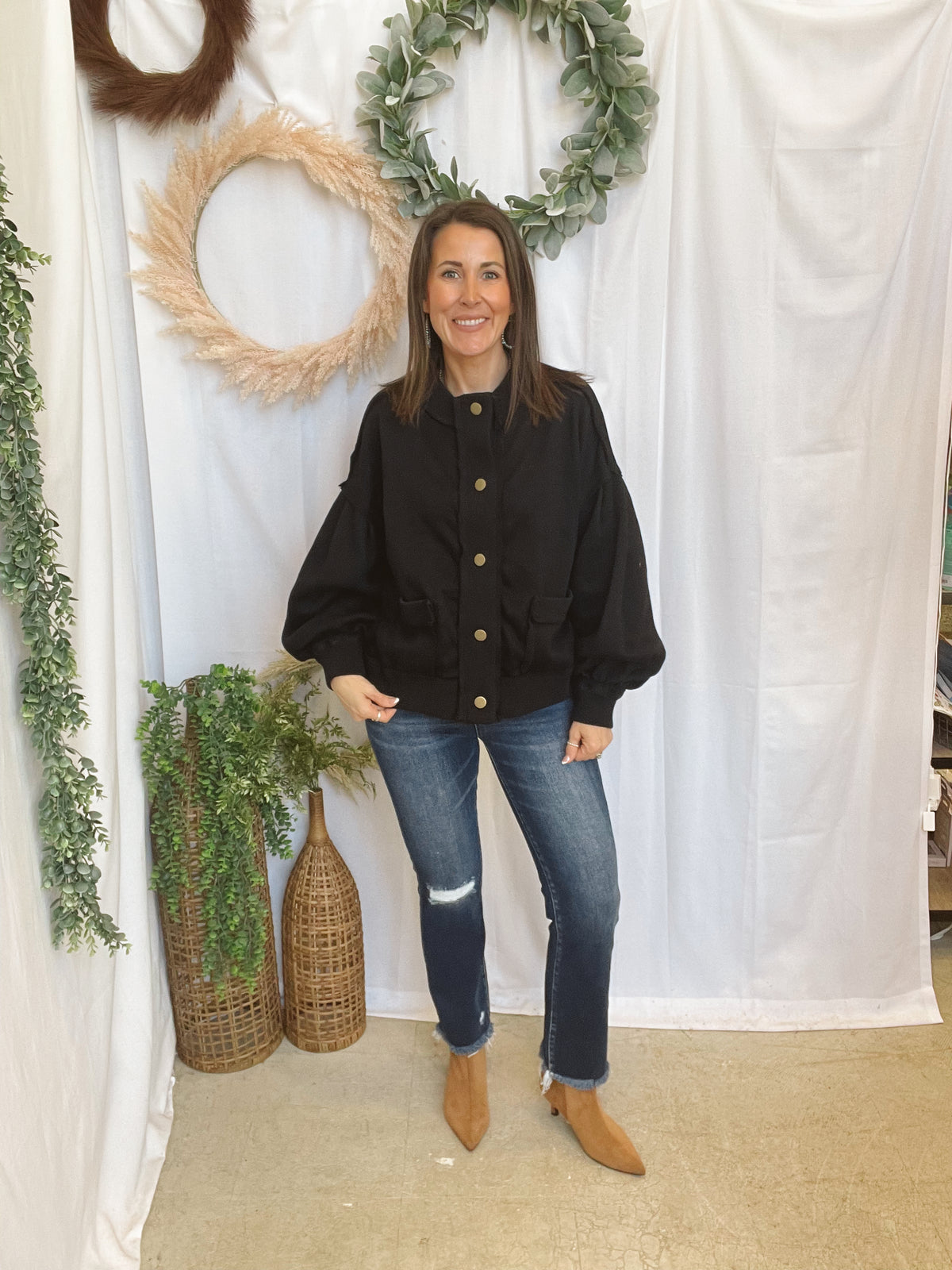 Heidi Snap Button Cardigan Jacket-Black-Shackets-hyfve-The Silo Boutique, Women's Fashion Boutique Located in Warren and Grand Forks North Dakota
