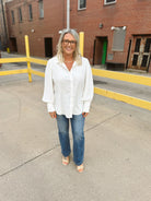 White Lantern Puff Sleeve Top-Final Sale-Long Sleeve Tops-cozy co-The Silo Boutique, Women's Fashion Boutique Located in Warren and Grand Forks North Dakota