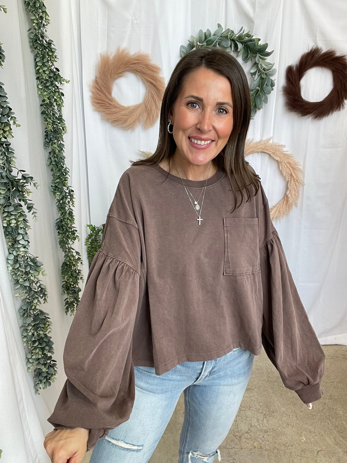 Max Mineral Long Sleeve Top-Brown-Sweaters-hyfve-The Silo Boutique, Women's Fashion Boutique Located in Warren and Grand Forks North Dakota