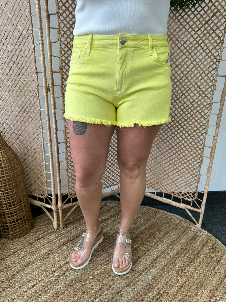 Kut From The Kloth Jane Lemon Drop Short-Shorts-Kut-The Silo Boutique, Women's Fashion Boutique Located in Warren and Grand Forks North Dakota