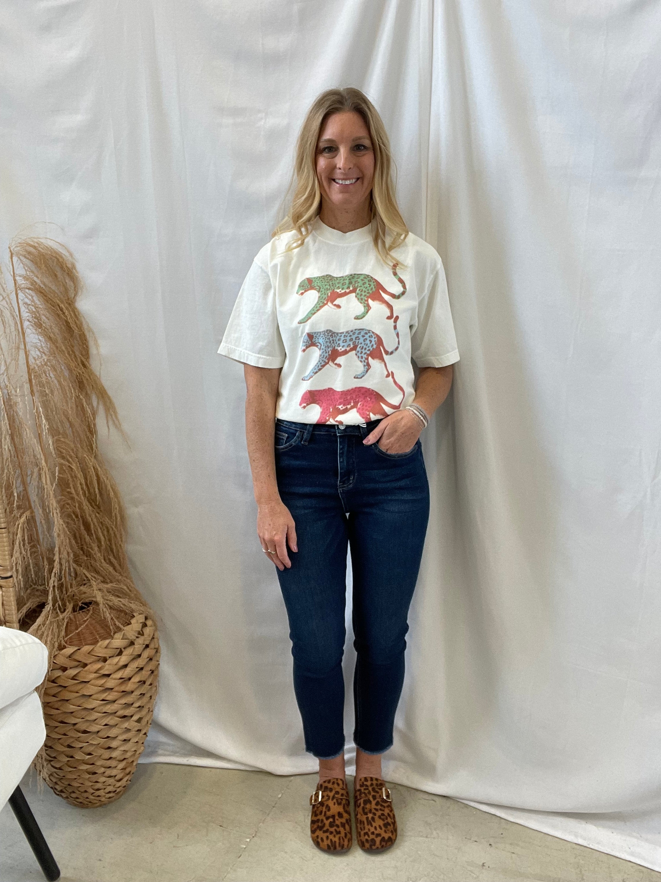 Three Cheetah Print Tee-Graphic Tees-jade-The Silo Boutique, Women's Fashion Boutique Located in Warren and Grand Forks North Dakota